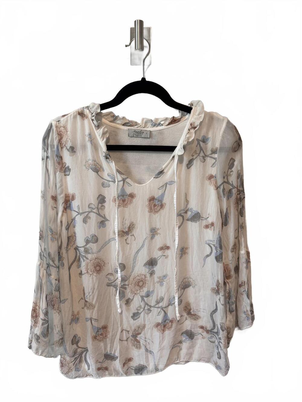 ANGELA MODA | Made in Italy Silk Floral Blouse Breezy Quiet Luxury Romantic